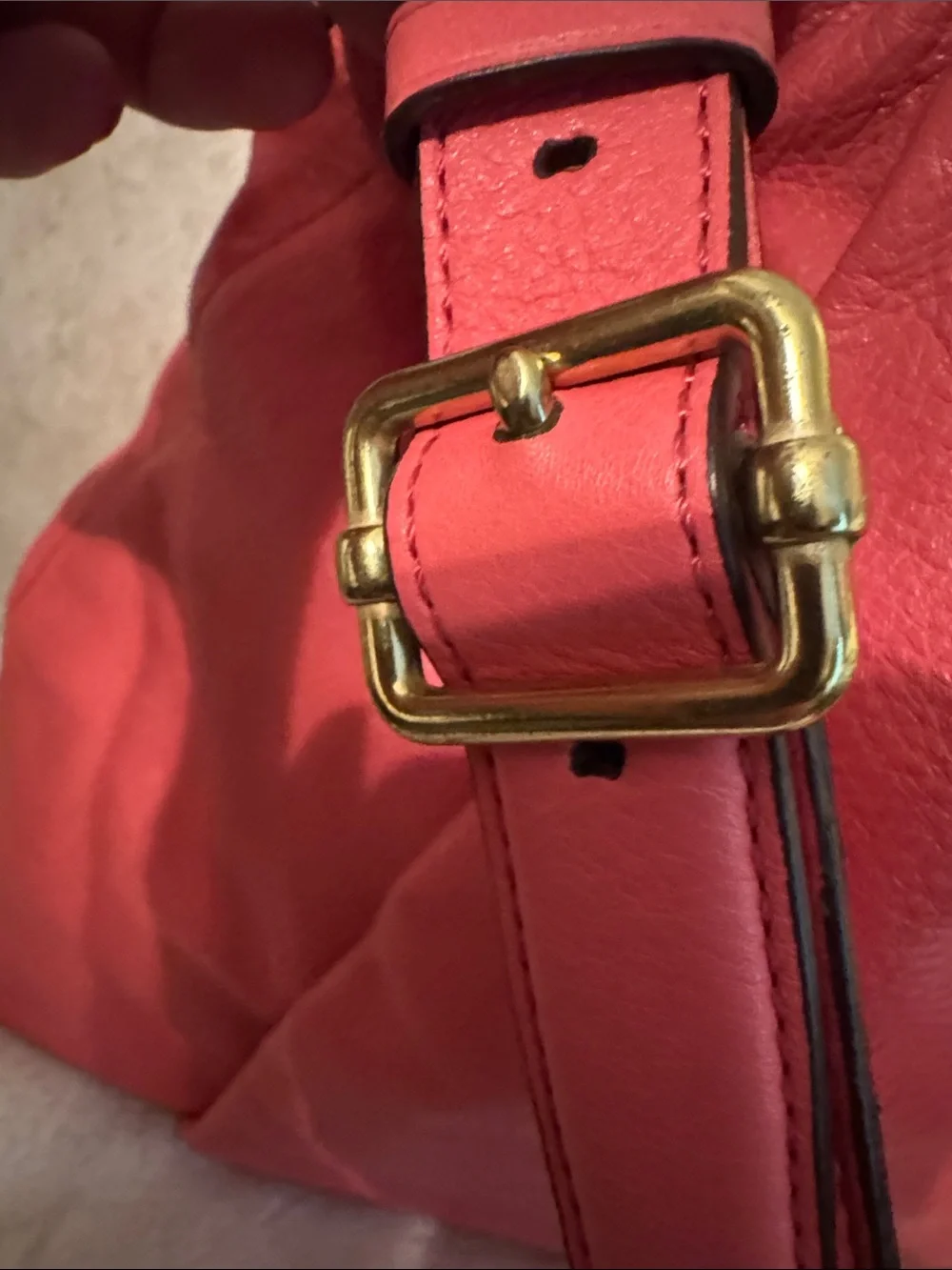 Coach Coral Pink Madison Isabella Hobo pebbled Leather Shoulder Bag